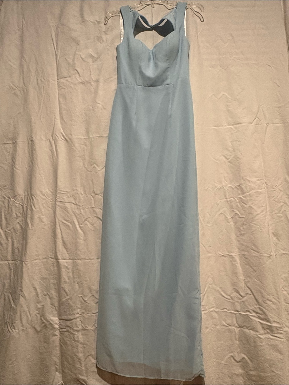 Azazie Sky Blue Sleeveless Maxi Dress with Sweetheart Bodice, Slit in the Back